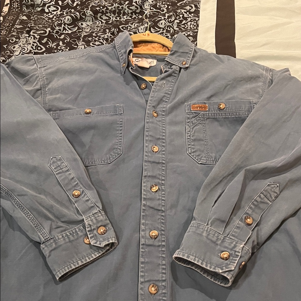 Carhartt Men's Casual Blue Button Down Shirt, nice, size small - Picture 2 of 6